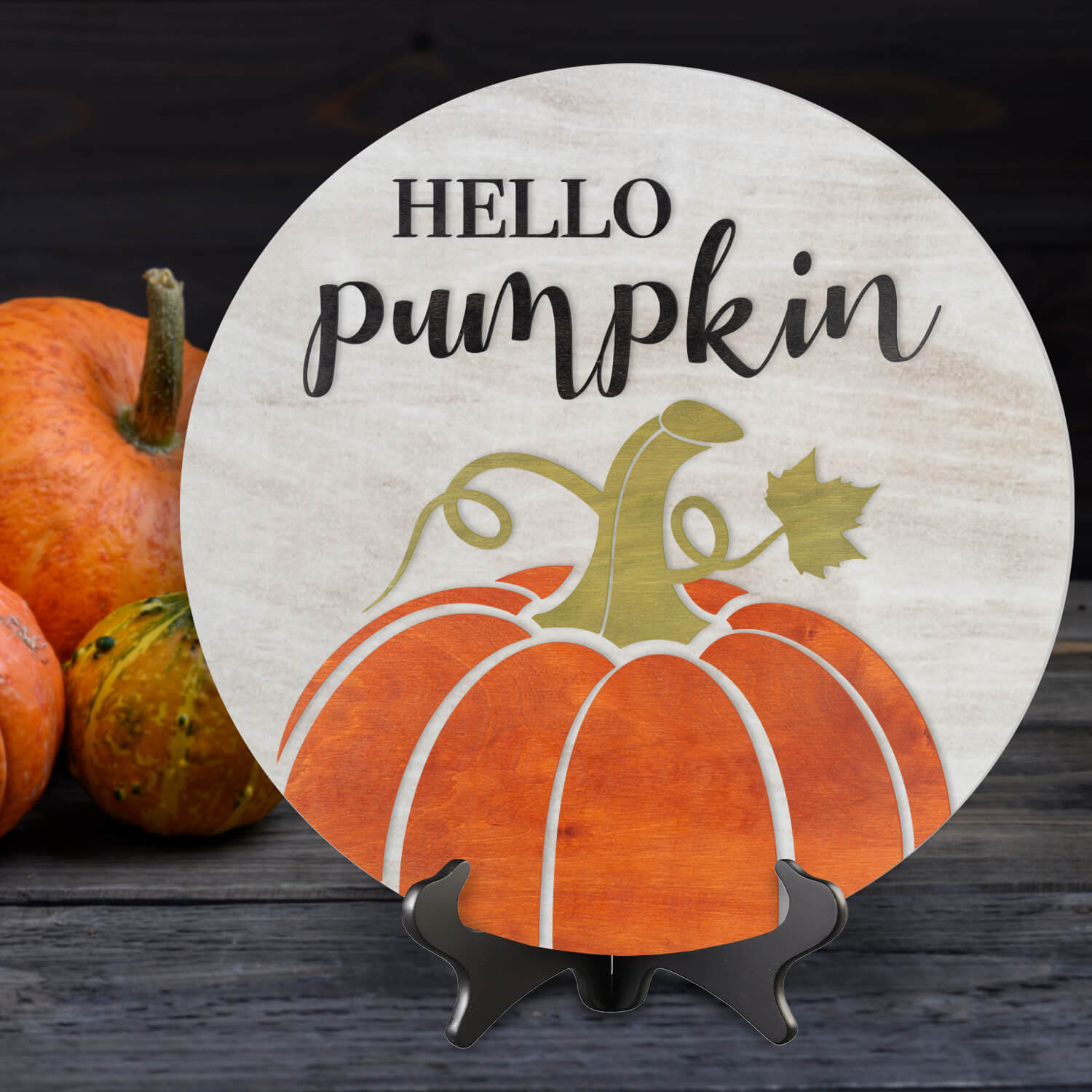 customized pumpkin theme wood round home decor